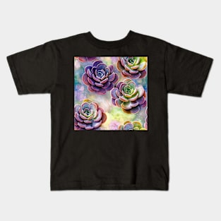 Watercolor succulent pattern Kids T-Shirt